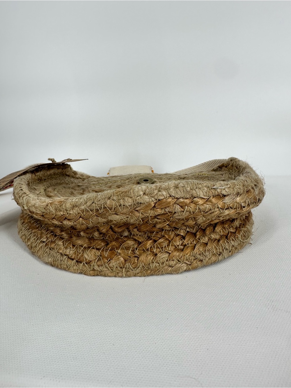 ZOI By Mufubu 100% Hand Crafted Round Woven Jute Beaded Crossbody Hand Bag NWT - Picture 5 of 16